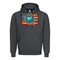 Smoke American flag leopard turquoise gemstone Zipper Hoodie - Neo Western