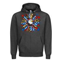 Charcoal Heather American flag sunflower Zipper Hoodie - Neo Western