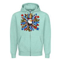 Seafoam American flag sunflower Zipper Hoodie - Neo Western