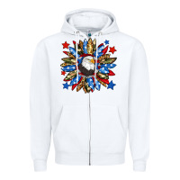 White American flag sunflower Zipper Hoodie - Neo Western