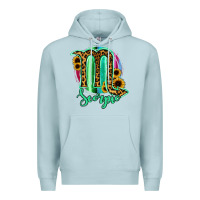 Blue Mist Scorpio Zodiac Sign Sunflower Leopard Serape Premium Hoodie - RanaPortraitStore