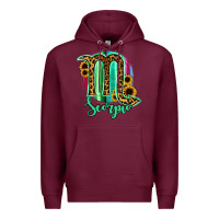 Burgundy Scorpio Zodiac Sign Sunflower Leopard Serape Premium Hoodie - RanaPortraitStore