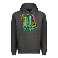 Charcoal Heather Scorpio Zodiac Sign Sunflower Leopard Serape Premium Hoodie - RanaPortraitStore