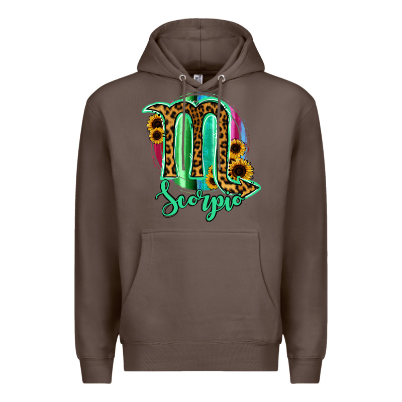 Scorpio Zodiac Sign Sunflower Leopard Serape Premium Hoodie by RanaPortraitStore | Teevron