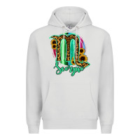 Dove Grey Scorpio Zodiac Sign Sunflower Leopard Serape Premium Hoodie - RanaPortraitStore