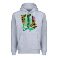 Heather Grey Scorpio Zodiac Sign Sunflower Leopard Serape Premium Hoodie - RanaPortraitStore