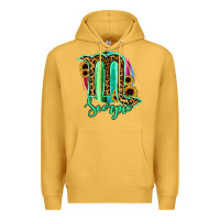 Mustard Scorpio Zodiac Sign Sunflower Leopard Serape Premium Hoodie - RanaPortraitStore