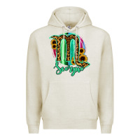 Oatmeal Heather Scorpio Zodiac Sign Sunflower Leopard Serape Premium Hoodie - RanaPortraitStore