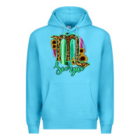 Ocean Blue Scorpio Zodiac Sign Sunflower Leopard Serape Premium Hoodie - RanaPortraitStore