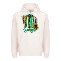 Pale Pink Scorpio Zodiac Sign Sunflower Leopard Serape Premium Hoodie - RanaPortraitStore