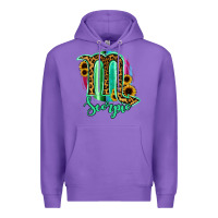Purple Scorpio Zodiac Sign Sunflower Leopard Serape Premium Hoodie - RanaPortraitStore