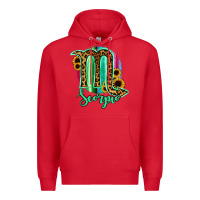 Red Scorpio Zodiac Sign Sunflower Leopard Serape Premium Hoodie - RanaPortraitStore