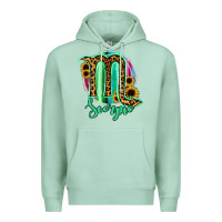 Seafoam Scorpio Zodiac Sign Sunflower Leopard Serape Premium Hoodie - RanaPortraitStore