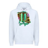 White Scorpio Zodiac Sign Sunflower Leopard Serape Premium Hoodie - RanaPortraitStore
