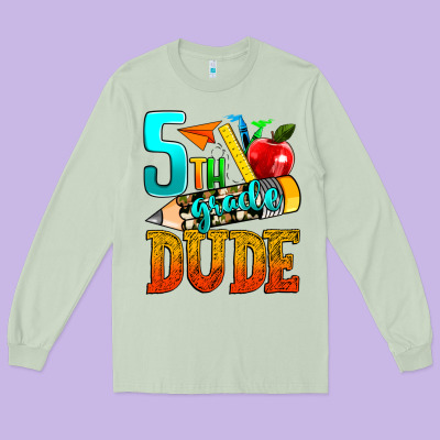 5th Grade Dude Long Sleeve Tee Designed By Texasbilliewilder