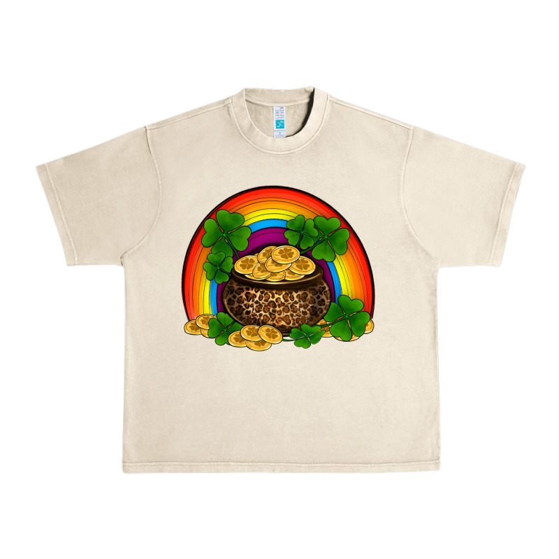 St Patricks Shamrock Gold Leopard Rainbow Urban Heavy Tee by RanaPortraitStore | Teevron