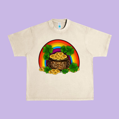 St Patricks Shamrock Gold Leopard Rainbow Urban Heavy Tee Designed By Ranaportraitstore