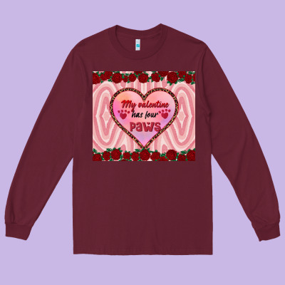 My Valentine Has Four Paws Long Sleeve Tee Designed By Ranaportraitstore
