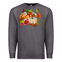 Charcoal Heather pumpkins daisies and fall leaf's ado Premium Sweatshirt - AdoDesignShop
