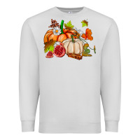 Dove Grey pumpkins daisies and fall leaf's ado Premium Sweatshirt - AdoDesignShop