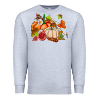Heather Grey pumpkins daisies and fall leaf's ado Premium Sweatshirt - AdoDesignShop