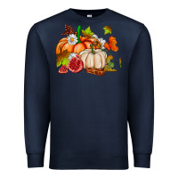 Navy pumpkins daisies and fall leaf's ado Premium Sweatshirt - AdoDesignShop