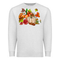 Oatmeal Heather pumpkins daisies and fall leaf's ado Premium Sweatshirt - AdoDesignShop