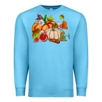 Ocean Blue pumpkins daisies and fall leaf's ado Premium Sweatshirt - AdoDesignShop