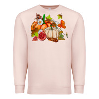 Pale Pink pumpkins daisies and fall leaf's ado Premium Sweatshirt - AdoDesignShop