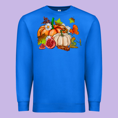 Pumpkins Daisies And Fall Leaf's Ado Premium Sweatshirt Designed By Adodesignshop