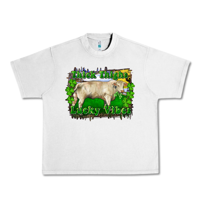 Thick Thighs Lucky Vibes Charolais Bull Urban Heavy Tee by RanaPortraitStore | Teevron