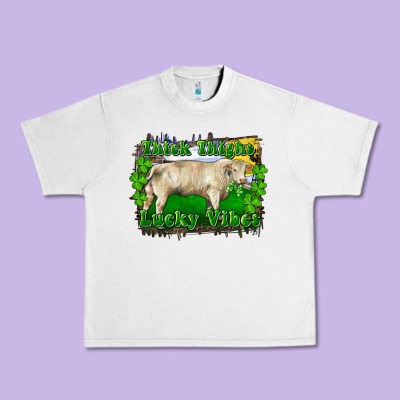 Thick Thighs Lucky Vibes Charolais Bull Urban Heavy Tee Designed By Ranaportraitstore