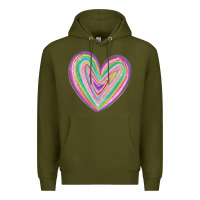 Army Green valentine's day colorful heart Premium Hoodie - MaliasSmallBusiness