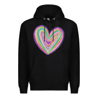 Black valentine's day colorful heart Premium Hoodie - MaliasSmallBusiness