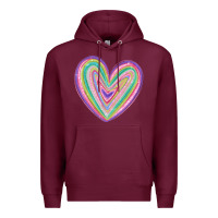 Burgundy valentine's day colorful heart Premium Hoodie - MaliasSmallBusiness