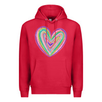 Cardinal valentine's day colorful heart Premium Hoodie - MaliasSmallBusiness