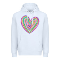 White valentine's day colorful heart Premium Hoodie - MaliasSmallBusiness