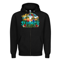 Black hello summer Zipper Hoodie - SublimationCraftShop