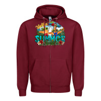 Burgundy hello summer Zipper Hoodie - SublimationCraftShop