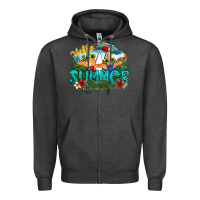 Charcoal Heather hello summer Zipper Hoodie - SublimationCraftShop