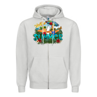 Dove Grey hello summer Zipper Hoodie - SublimationCraftShop