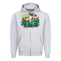 Heather Grey hello summer Zipper Hoodie - SublimationCraftShop