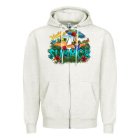 Oatmeal Heather hello summer Zipper Hoodie - SublimationCraftShop