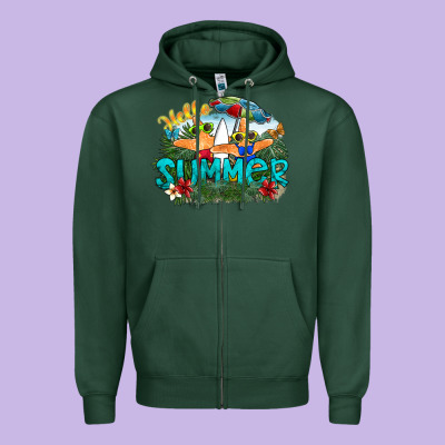 Hello Summer Zipper Hoodie Designed By Sublimationcraftshop