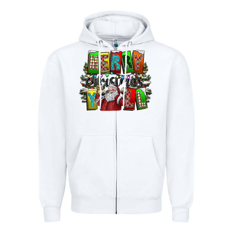 Merry Christmas Yall Zipper Hoodie by CowhideDigitalArt | Teevron