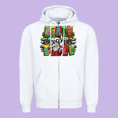 Merry Christmas Yall Zipper Hoodie Designed By Cowhidedigitalart