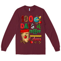 Burgundy 100 days of coffee and chaos Long Sleeve Tee - texasbilliewilder