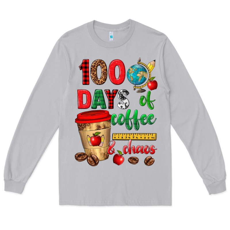 100 Days Of Coffee And Chaos Long Sleeve Tee by texasbilliewilder | Teevron