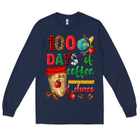 Navy 100 days of coffee and chaos Long Sleeve Tee - texasbilliewilder