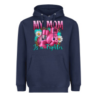 Navy Breast Cancer My Mom Is A Fighter Heavyweight Hoodie - Artiststas